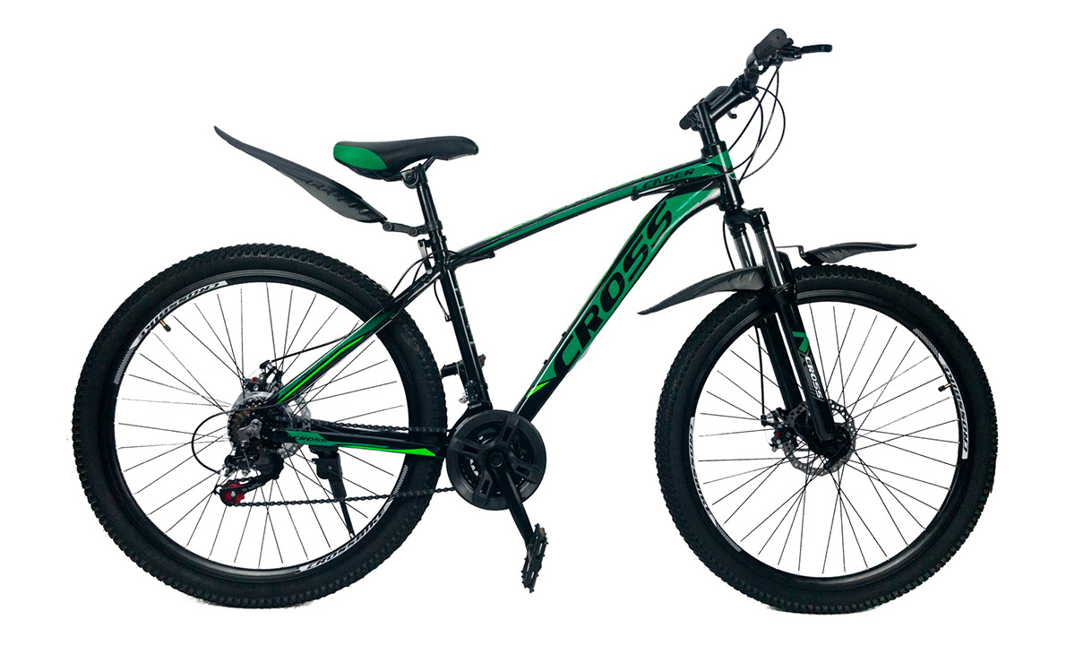 Фотография Велосипед Cross Leader 27,5" 2021, размер М, Черно-зеленый